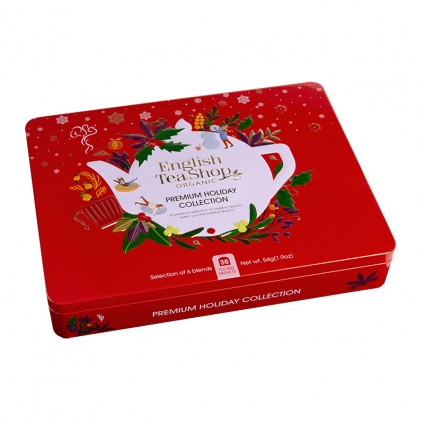 ETS - WINTER TEA COLLECTION IN NOBLE METAL BOX "PREMIUM HOLIDAY COLLECTION" RED, ORGANIC, 36 TEA BAGS