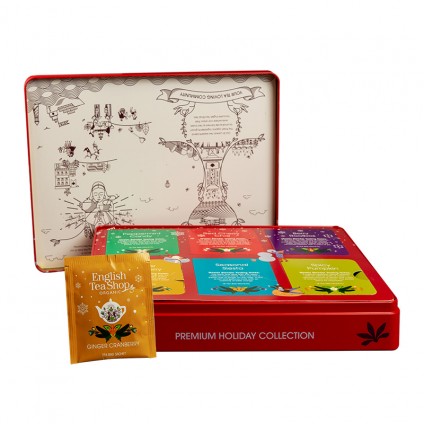 ETS - WINTER TEA COLLECTION IN NOBLE METAL BOX "PREMIUM HOLIDAY COLLECTION" RED, ORGANIC, 36 TEA BAGS