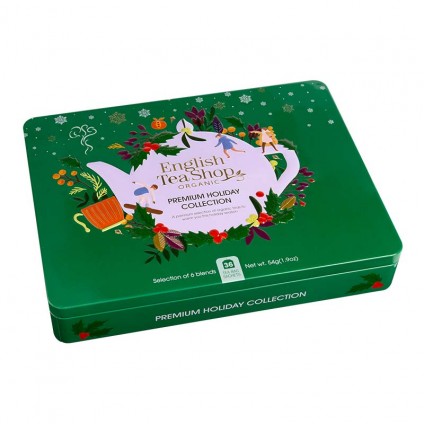 ETS - WINTER TEA COLLECTION IN NOBLE METAL BOX "PREMIUM HOLIDAY COLLECTION" GREEN, ORGANIC, 36 TEA BAGS