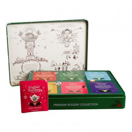 ETS - WINTER TEA COLLECTION IN NOBLE METAL BOX "PREMIUM HOLIDAY COLLECTION" GREEN, ORGANIC, 36 TEA BAGS