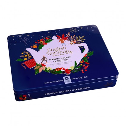 ETS - WINTER TEA COLLECTION IN NOBLE METAL BOX "PREMIUM HOLIDAY COLLECTION" BLUE, ORGANIC, 36 TEA BAGS