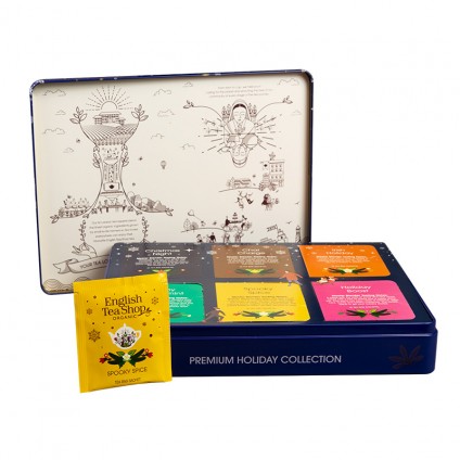 ETS - WINTER TEA COLLECTION IN NOBLE METAL BOX "PREMIUM HOLIDAY COLLECTION" BLUE, ORGANIC, 36 TEA BAGS