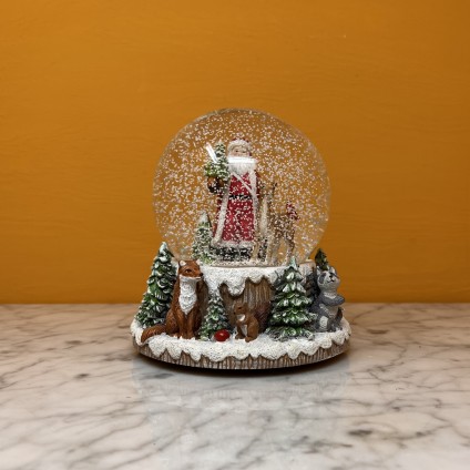Santa Woodland Forest Snow Globe