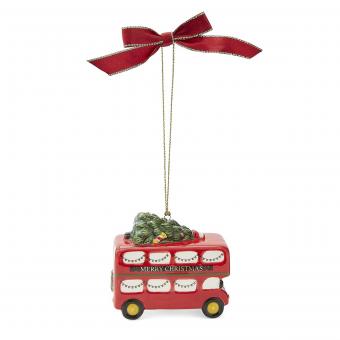 Weihnachtsbaumschmuck: Roter Doppeldeckerbus