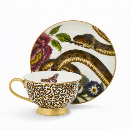 Coupe Teetasse und Untertasse mit Leopardenmuster