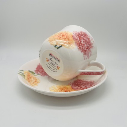 Floriade Cup with Saucer Carnation, Bone China Porcelain