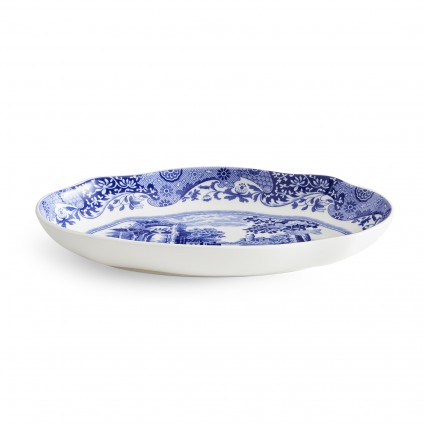 Blue Italian Oval Fluted Dish