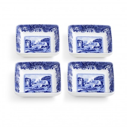 Blue Italian Square Dishes - Set of 4