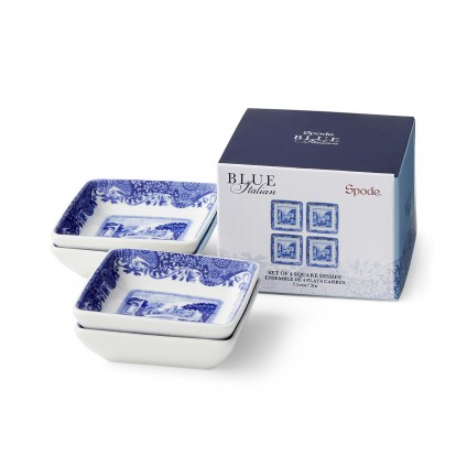 Blue Italian Square Dishes - Set of 4