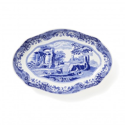 Blue Italian Oval Fluted Schale