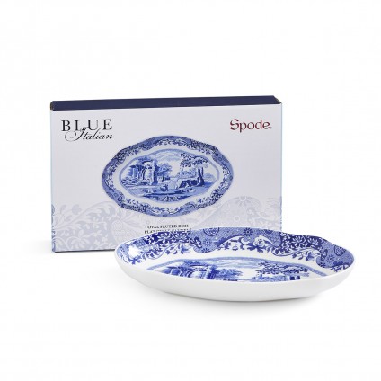 Blue Italian Oval Fluted Dish