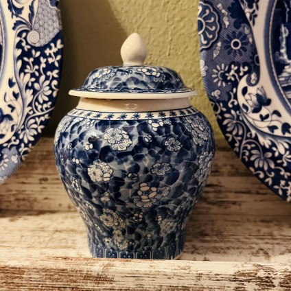 Blau-Weiße Porzellan Teedose