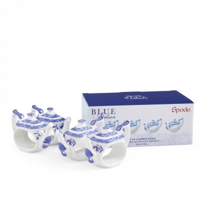 Blue Italian Teapot Napkin Rings
