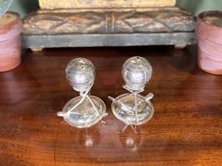 Antique Silver Plated Golf Theme Salt and Pepper Condiments