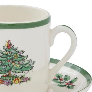 Christmas Tree Set of 4 Espresso Cup & Saucer