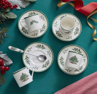 Christmas Tree Set of 4 Espresso Cup & Saucer