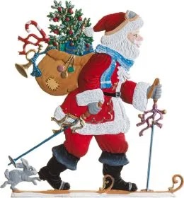 Weihnachtsmann mit Ski 10 x 1.8 cm