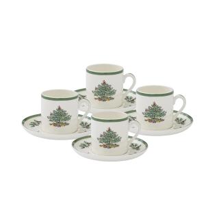 Christmas Tree Set of 4 Espresso Cup & Saucer