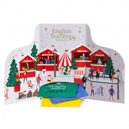 ETS - TEA ADVENT CALENDAR 2023 "CHRISTMAS MARKET" WHITE, 24 DIFFERENT ORGANIC TEA