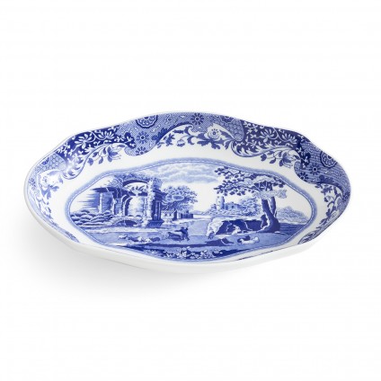 Blue Italian Oval Fluted Schale