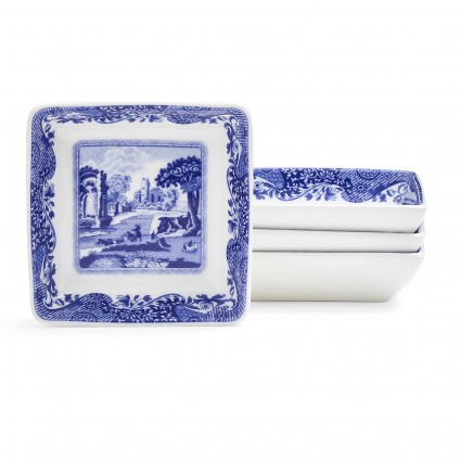 Blue Italian Square Dishes - Set of 4