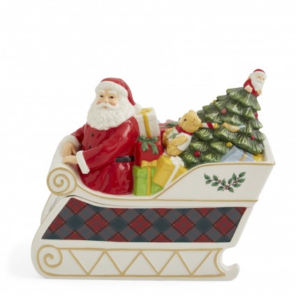 Christmas Tree Santa In Sleigh Cookie Jar