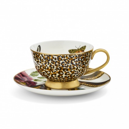 Leopard Print Coupe Teacup and Saucer