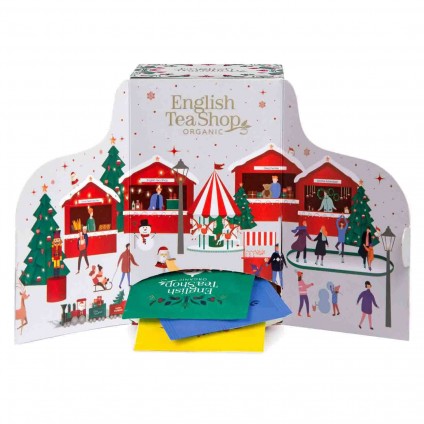 ETS - TEA ADVENT CALENDAR 2023 "CHRISTMAS MARKET" WHITE, 24 DIFFERENT ORGANIC TEA