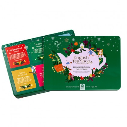 ETS - WINTER TEA COLLECTION IN NOBLE METAL BOX "PREMIUM HOLIDAY COLLECTION" GREEN, ORGANIC, 36 TEA BAGS