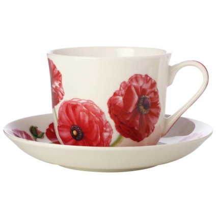 Floriade Cup with saucer Ranunculus, bone china porcelain