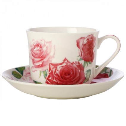 Floriade Cup with saucer rose, bone china porcelain