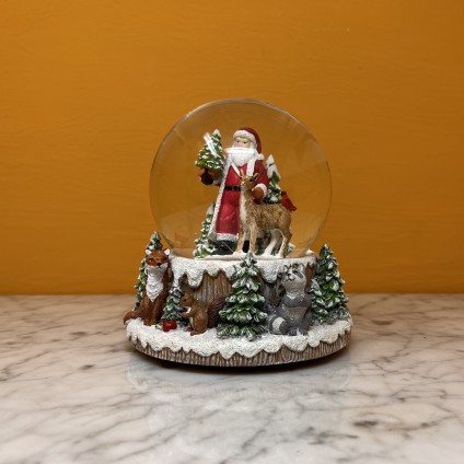 Santa Woodland Forest Snow Globe