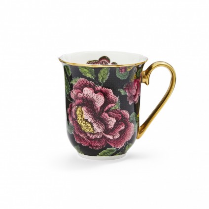 Black Floral Mug