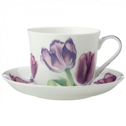 Cup with Saucer Tulip, Bone China Porcelain