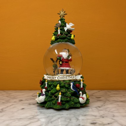 Winter-Pine Snowman Snow Globe - 100 mm